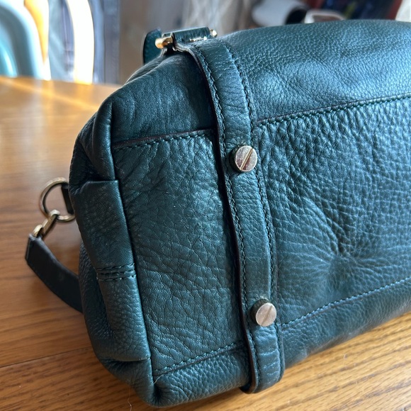 Michael Kors Large Bedford Buckle Bowling Satchel - Forest Green Pebble Leather - Picture 7 of 10